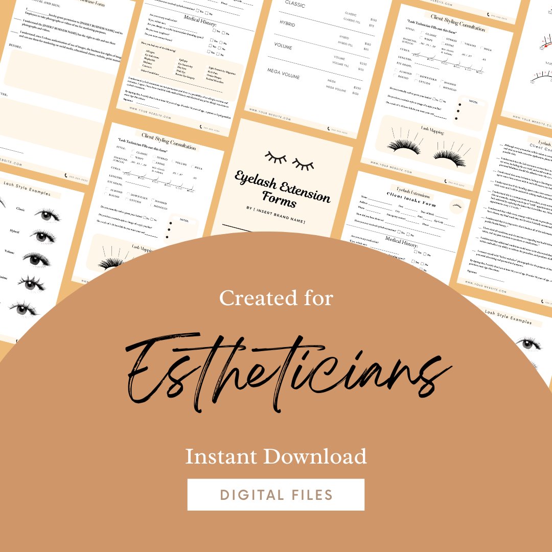 Eyelash Extension Client Forms - Editable ebook Mega Lash Academy 