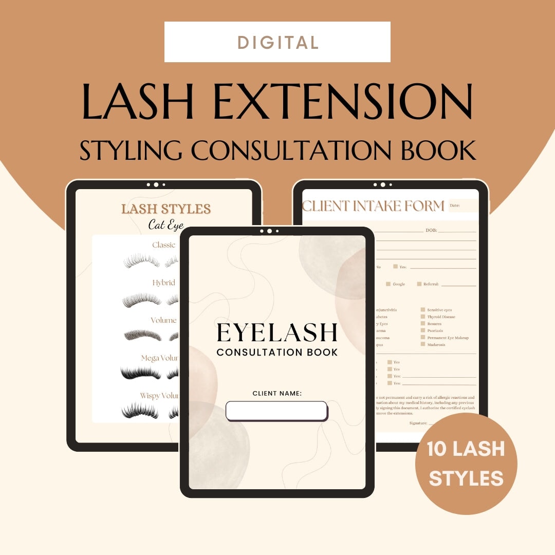 Eyelash Extension Consultation Book with Lash Designs ebook Mega Lash Academy 