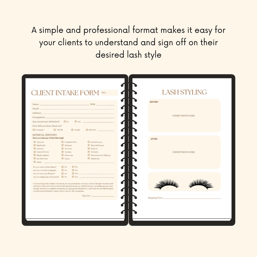 Eyelash Extension Consultation Book with Lash Designs ebook Mega Lash Academy 