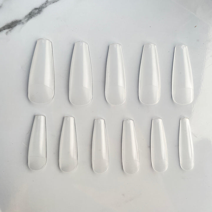 Gel Extension Tips - Coffin ♥︎ Clear ♥︎ Long False Nails Twinkled T 