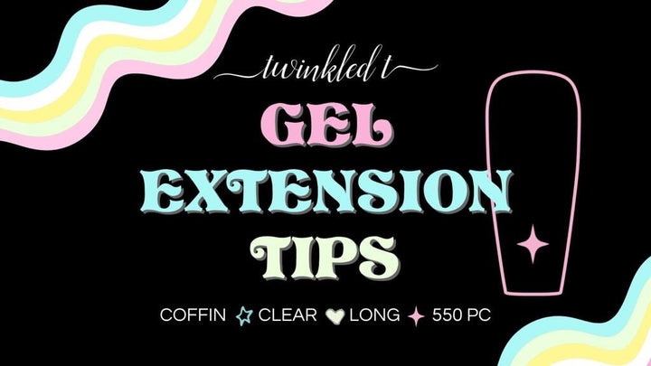 Gel Extension Tips - Coffin ♥︎ Clear ♥︎ Long False Nails Twinkled T 