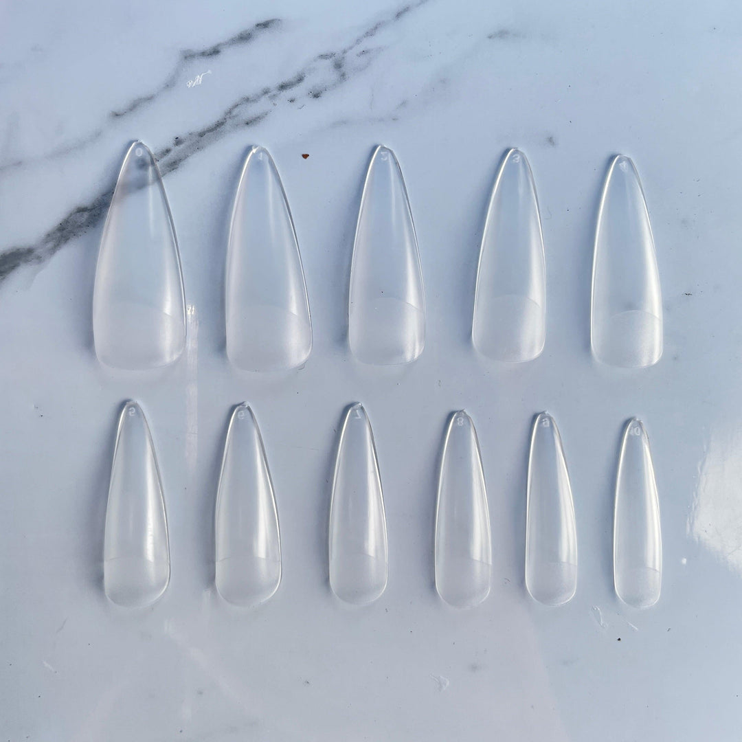 Gel Extension Tips - Stiletto ♥︎ Clear ♥︎ Long False Nails Twinkled T 