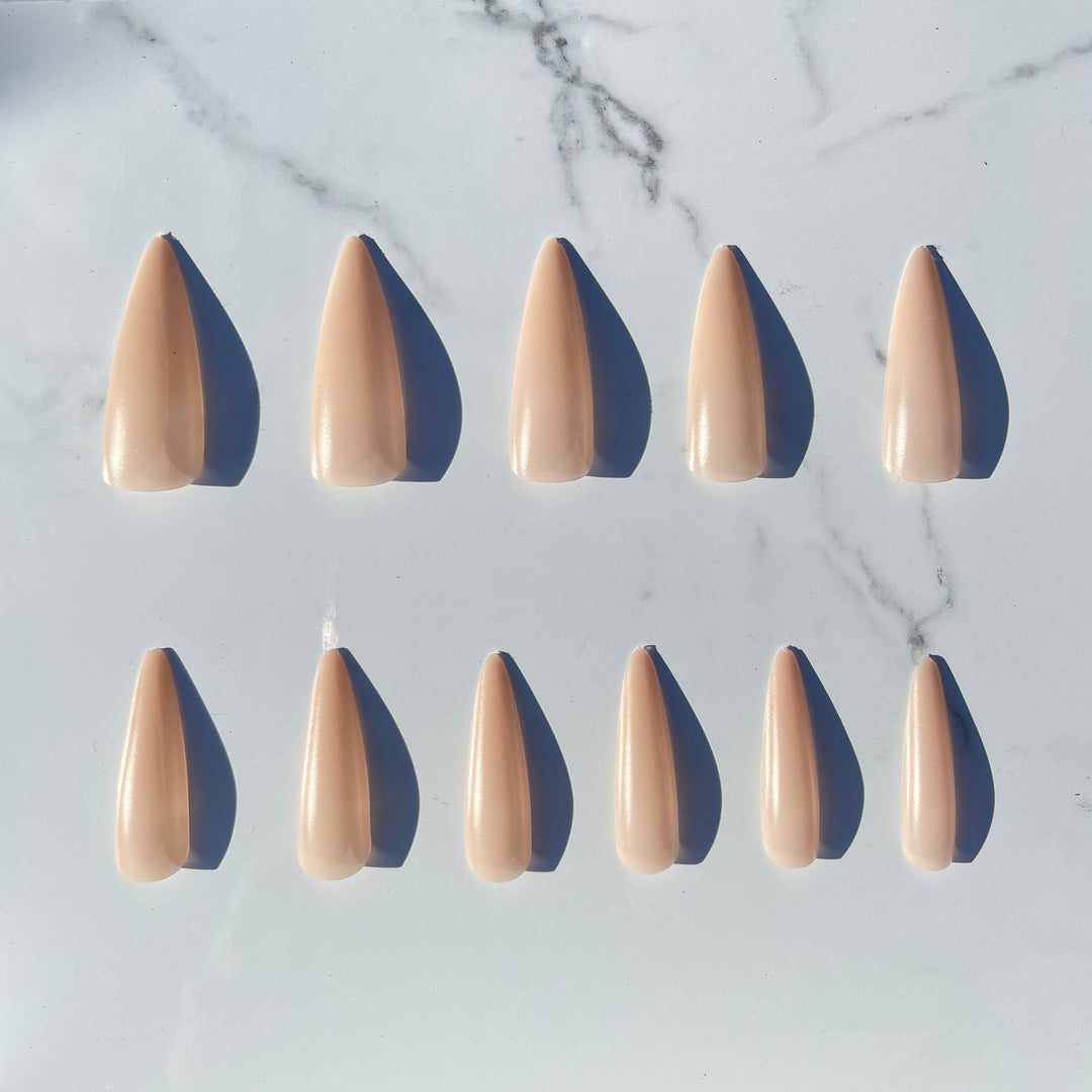 Gel Extension Tips - Stiletto ♥︎ Cream ♥︎ Long False Nails Twinkled T 