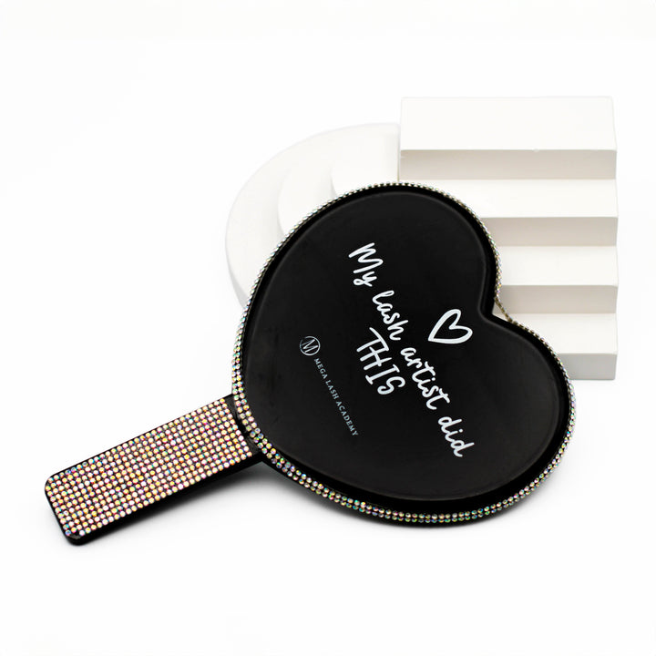 Heart-Shaped Lash Mirror Face Mirrors Mega Lash Academy Black - Lash Artist 