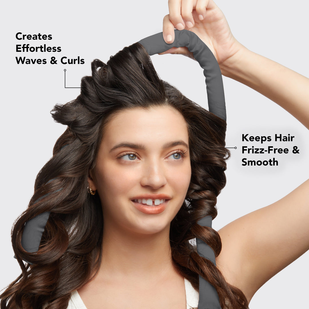 Heatless Hair Curler in Satin - Charcoal Heatless Hair KITSCH 