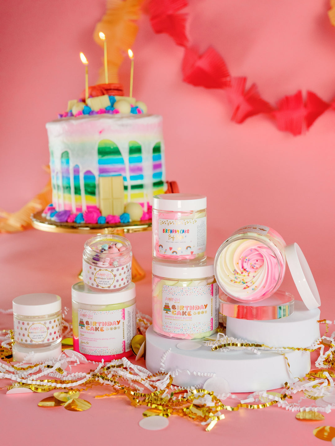 "Life of the Party" Birthday Cake Collection | Body Butter| Foaming Soap| Sugar Scrub| AMINNAH 