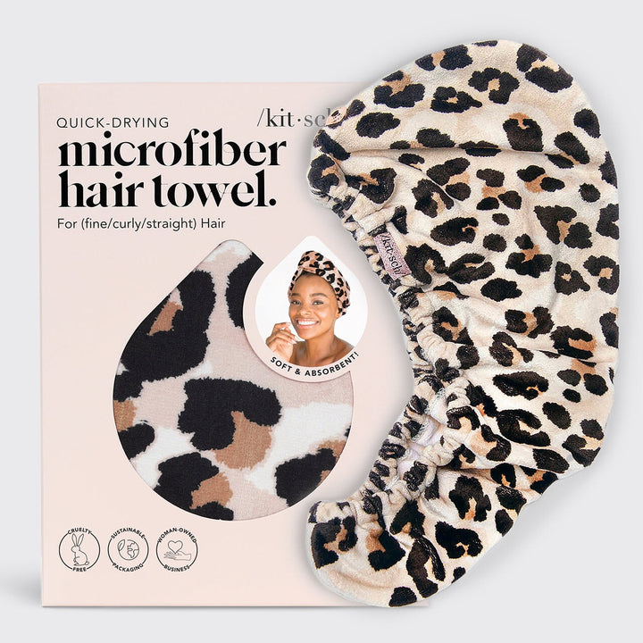 Microfiber Hair Towel in Leopard Hair Towels KITSCH 