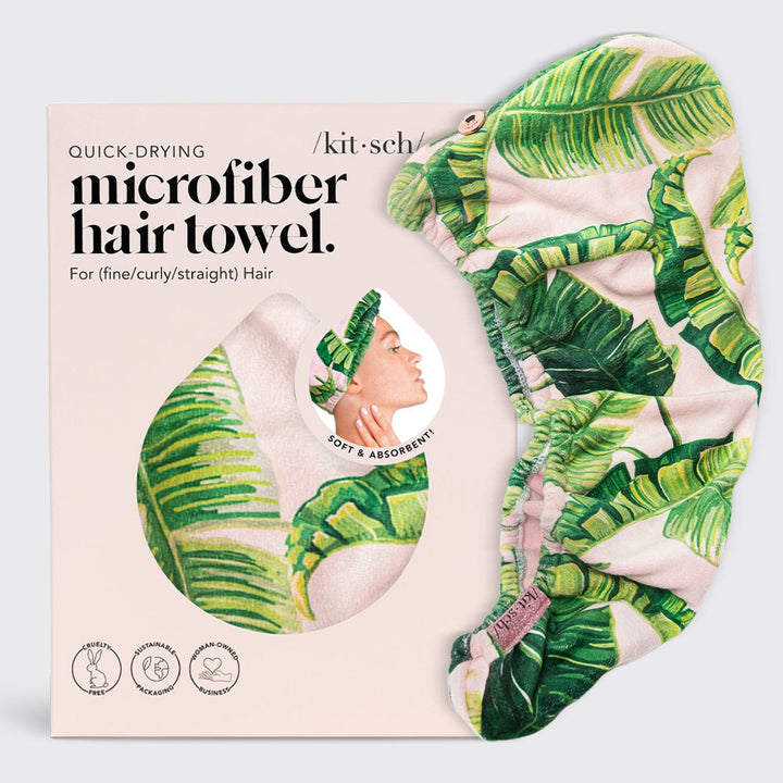 Microfiber Hair Towel in Palm Print Hair Towels KITSCH 