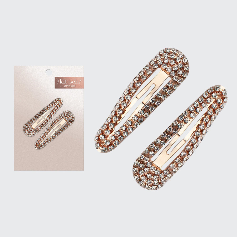 Mini Rhinestone Snap Clips - Rose Gold Snap Clips KITSCH 