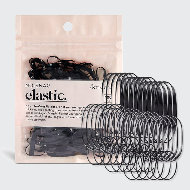 No-Snag Elastic 100pc (Black) Hair Ties KITSCH 