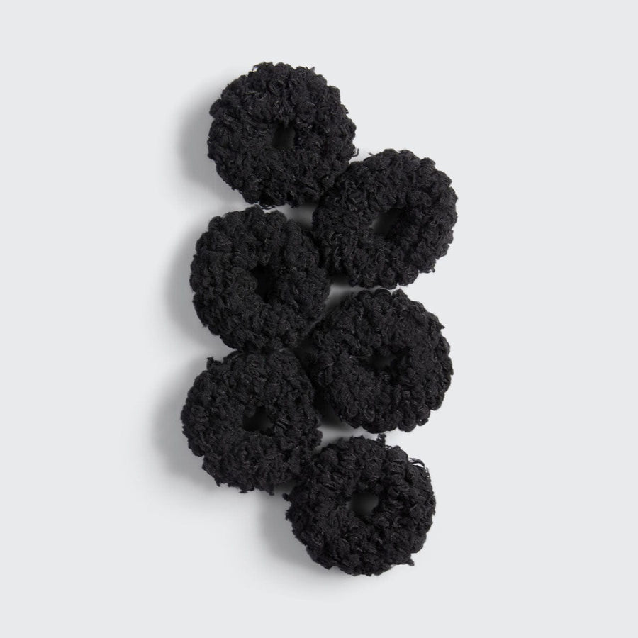 Organic Cotton Fluffy Ponies 6pc- Black Hair Ties KITSCH 