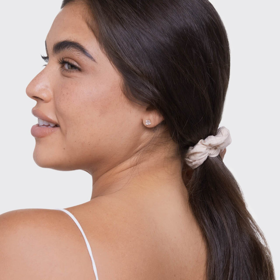 Organic Cotton Knit Scrunchies 5pc - Cream Hair Ties KITSCH 