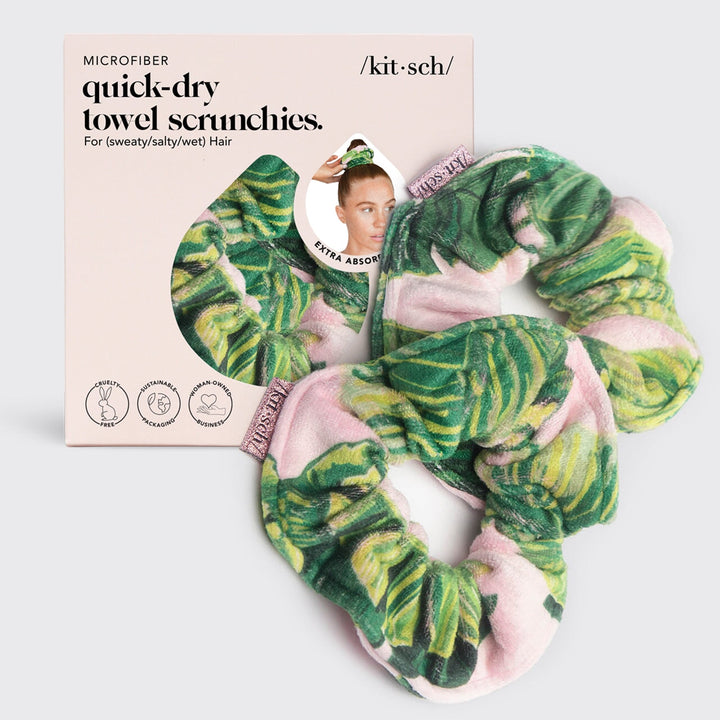 Patented Microfiber Towel Scrunchies - Palm Print Towel Scrunchies KITSCH 