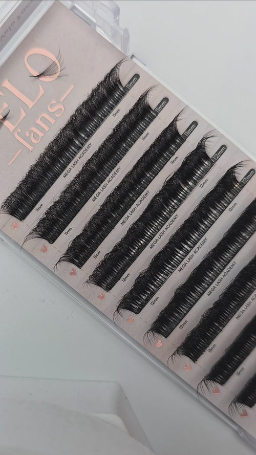 Velo Fans are one-step promade lash fans made for a pick, dip, place motion. Inspired by the OG promade fans made by lash artists and the loose fans.