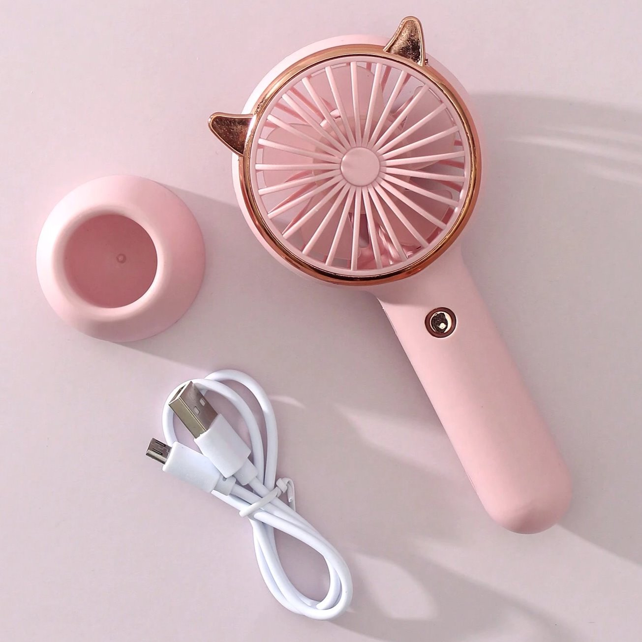Rechargeable Fan with LED Light Powered Hand Fans & Misters Mega Lash Academy #color_pink