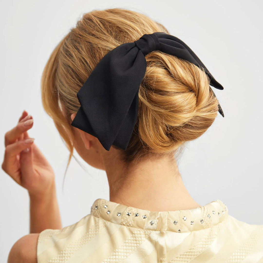 Recycled Fabric Bow Hair Clip - Black KITSCH 