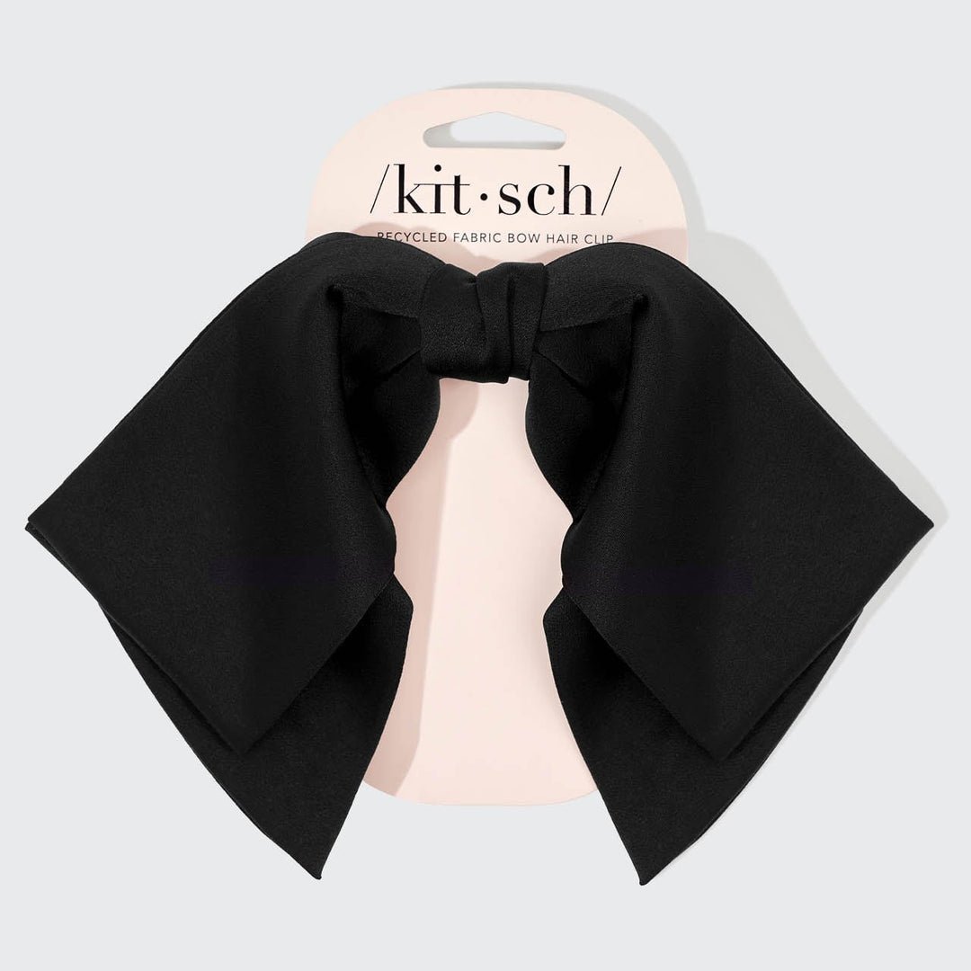 Recycled Fabric Bow Hair Clip - Black KITSCH 