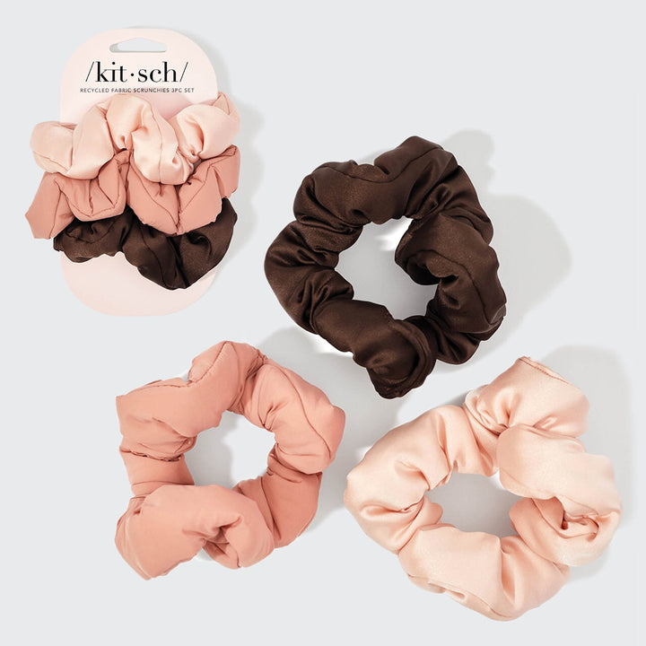 Recycled Fabric Cloud Scrunchies 3pc Set - Rosewood KITSCH 