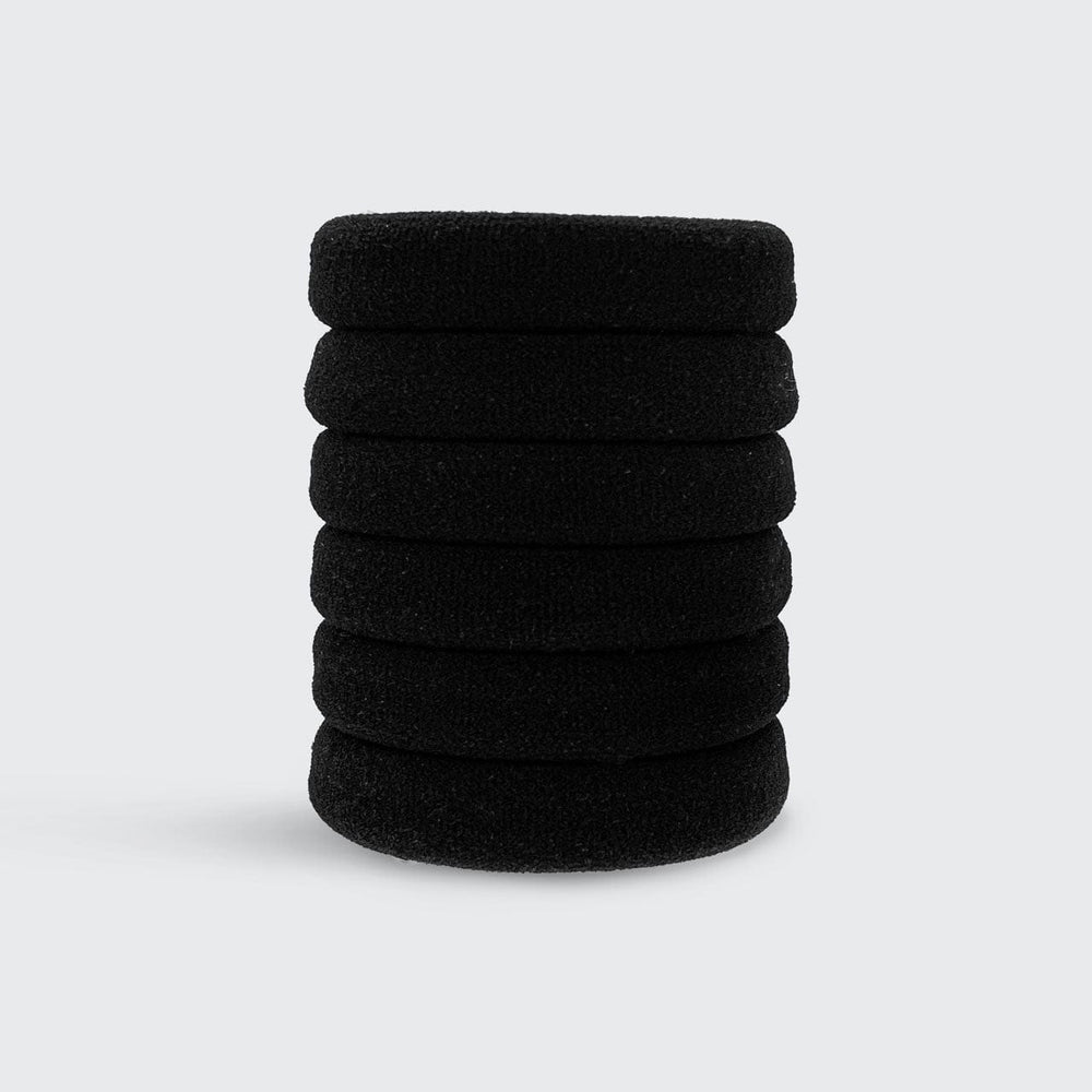 Recycled Nylon Thick Elastics 6pc- Black Hair Ties KITSCH 