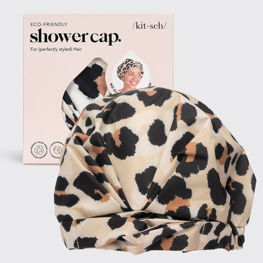 Recycled Polyester Luxe Shower Cap - Leopard Shower Caps KITSCH 