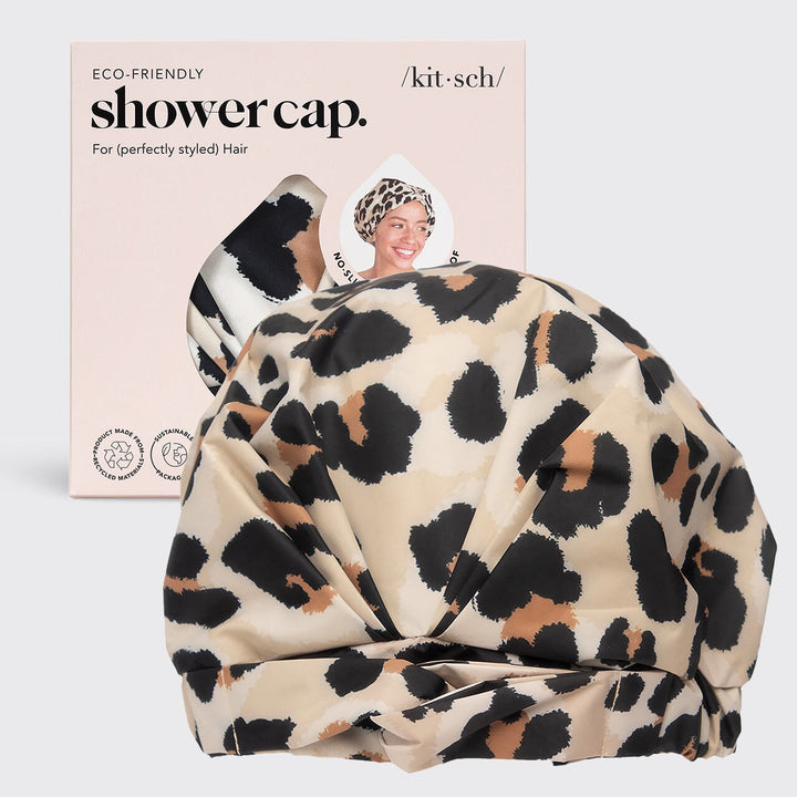 Recycled Polyester Luxe Shower Cap - Leopard Shower Caps KITSCH 