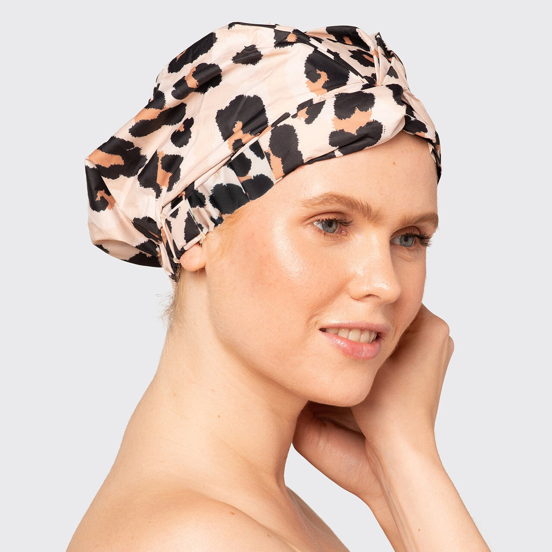 Recycled Polyester Luxe Shower Cap - Leopard Shower Caps KITSCH 