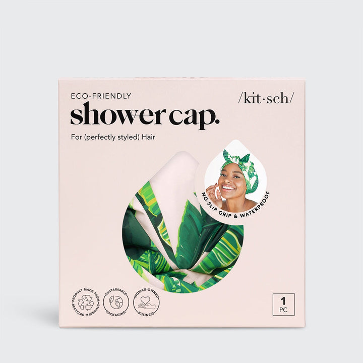 Recycled Polyester Luxe Shower Cap - Palm Leaves Shower Caps KITSCH 