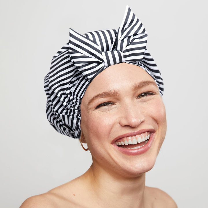 Recycled Polyester Luxe Shower Cap - Stripe Shower Caps KITSCH 