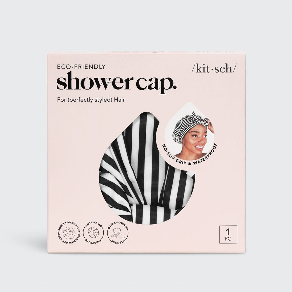 Recycled Polyester Luxe Shower Cap - Stripe Shower Caps KITSCH 