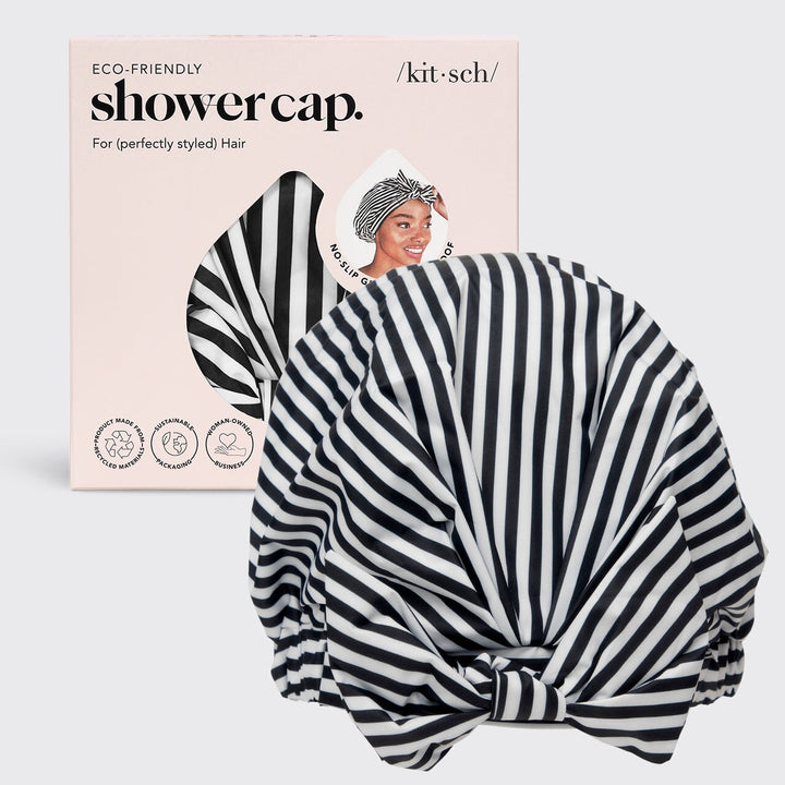 Recycled Polyester Luxe Shower Cap - Stripe Shower Caps KITSCH 