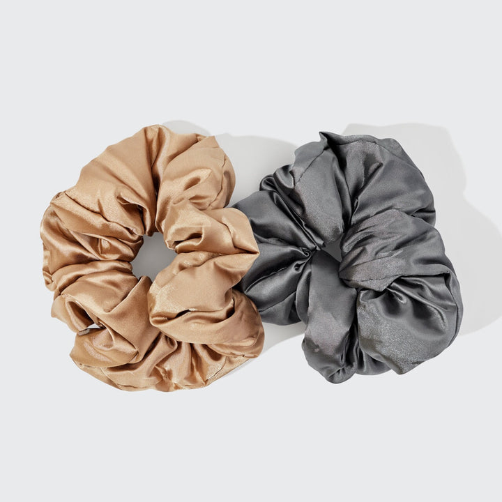 Satin Sleep Pillow Scrunchies - Charcoal/Gold Scrunchies KITSCH 