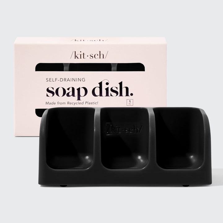 Self-Draining Soap Dish - Black Soap Dishes & Holders KITSCH 