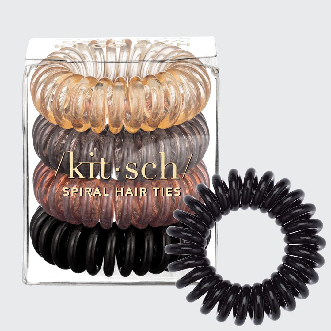 Spiral Hair Ties 4 Pc - Brunette Hair Ties KITSCH 