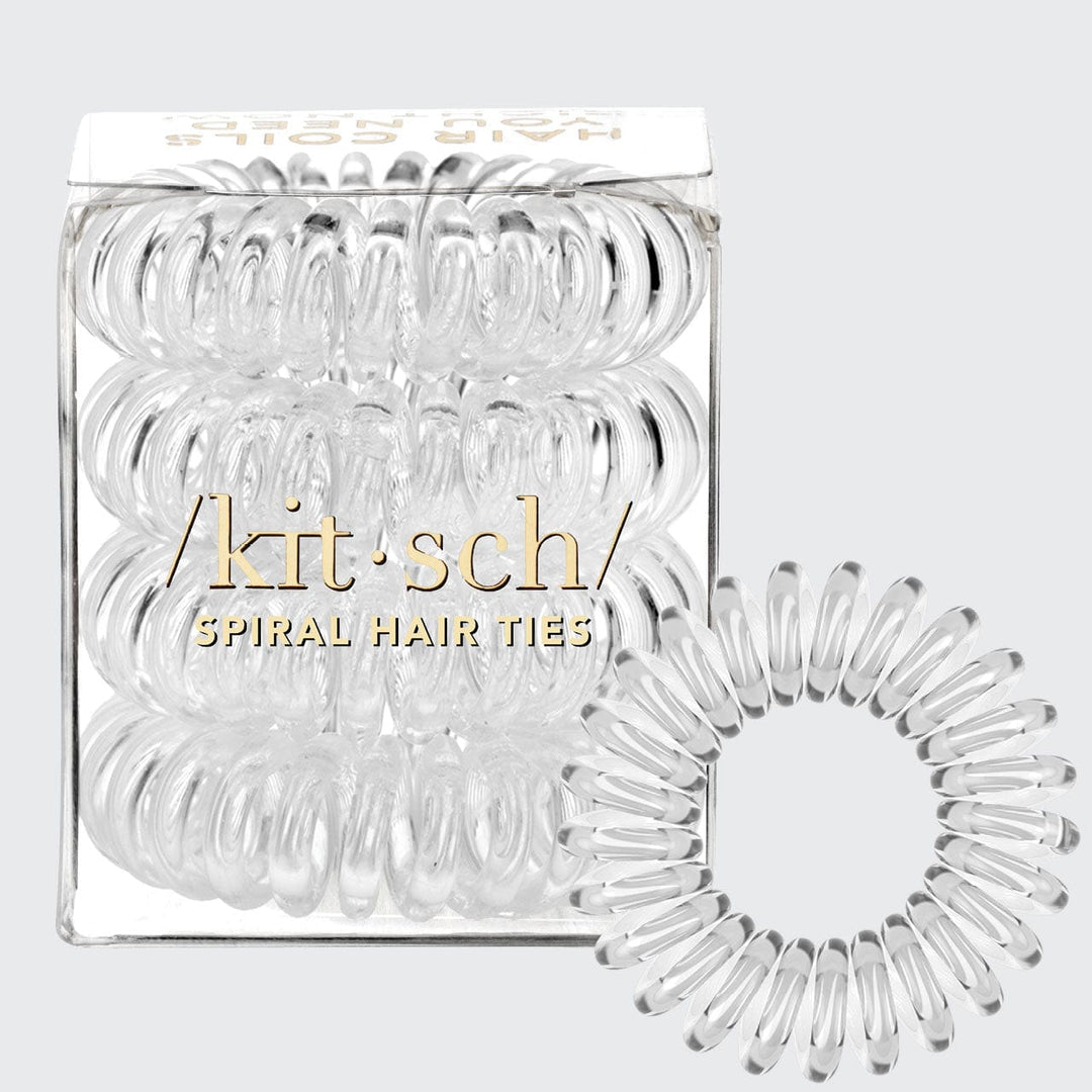 Spiral Hair Ties 4 Pc - Clear Hair Ties KITSCH 