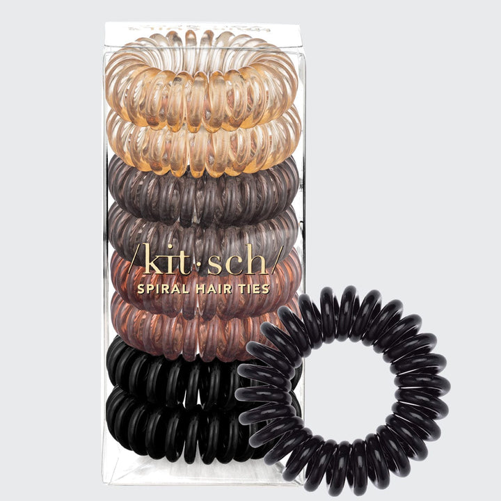 Spiral Hair Ties 8 Pc - Brunette Hair Ties KITSCH 