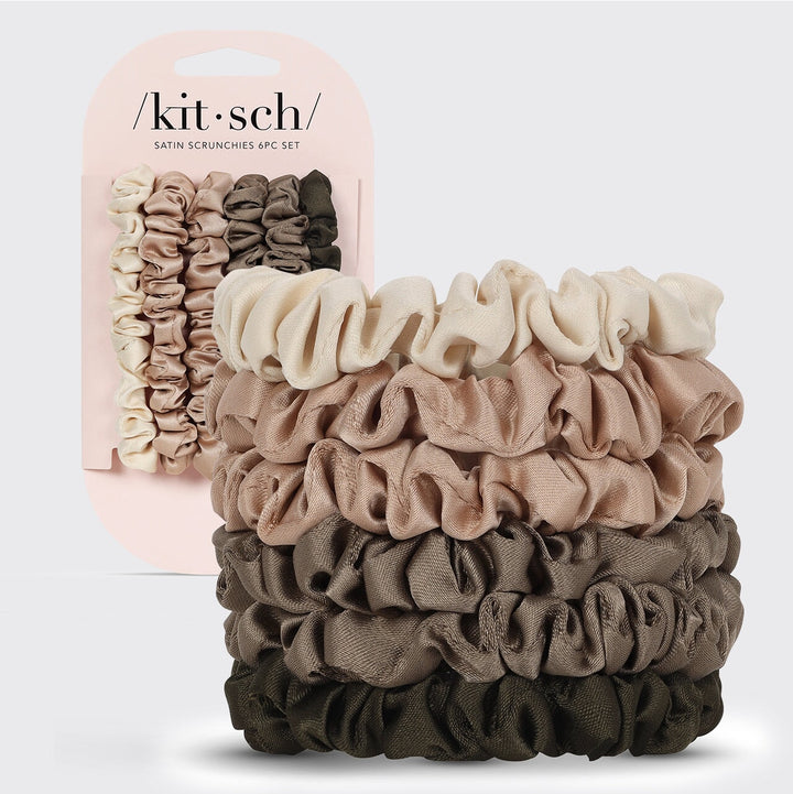 Ultra Petite Satin Scrunchies 6pc - Eucalyptus Scrunchies KITSCH 