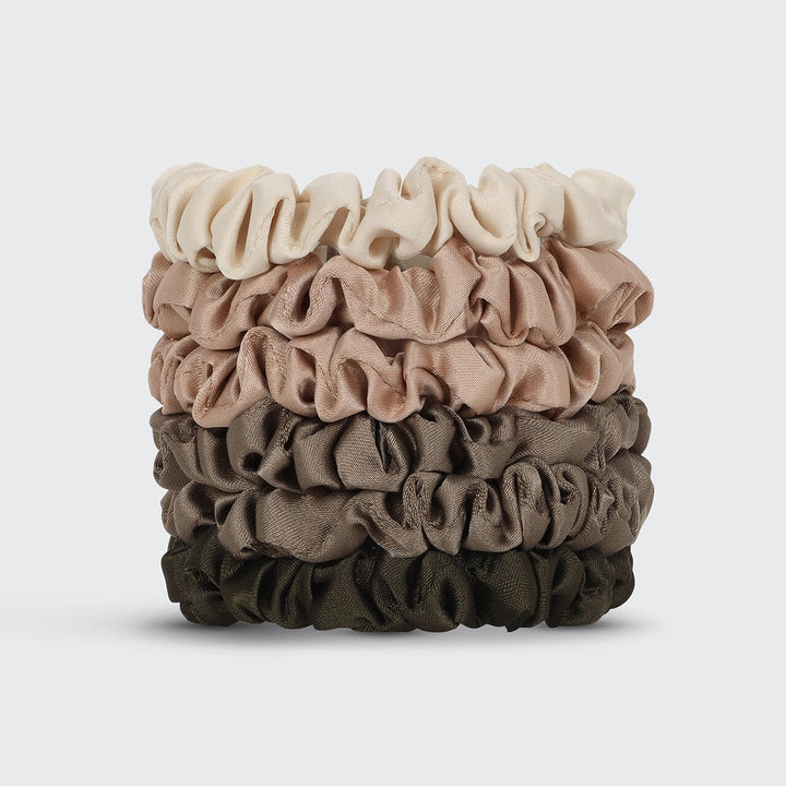 Ultra Petite Satin Scrunchies 6pc - Eucalyptus Scrunchies KITSCH 