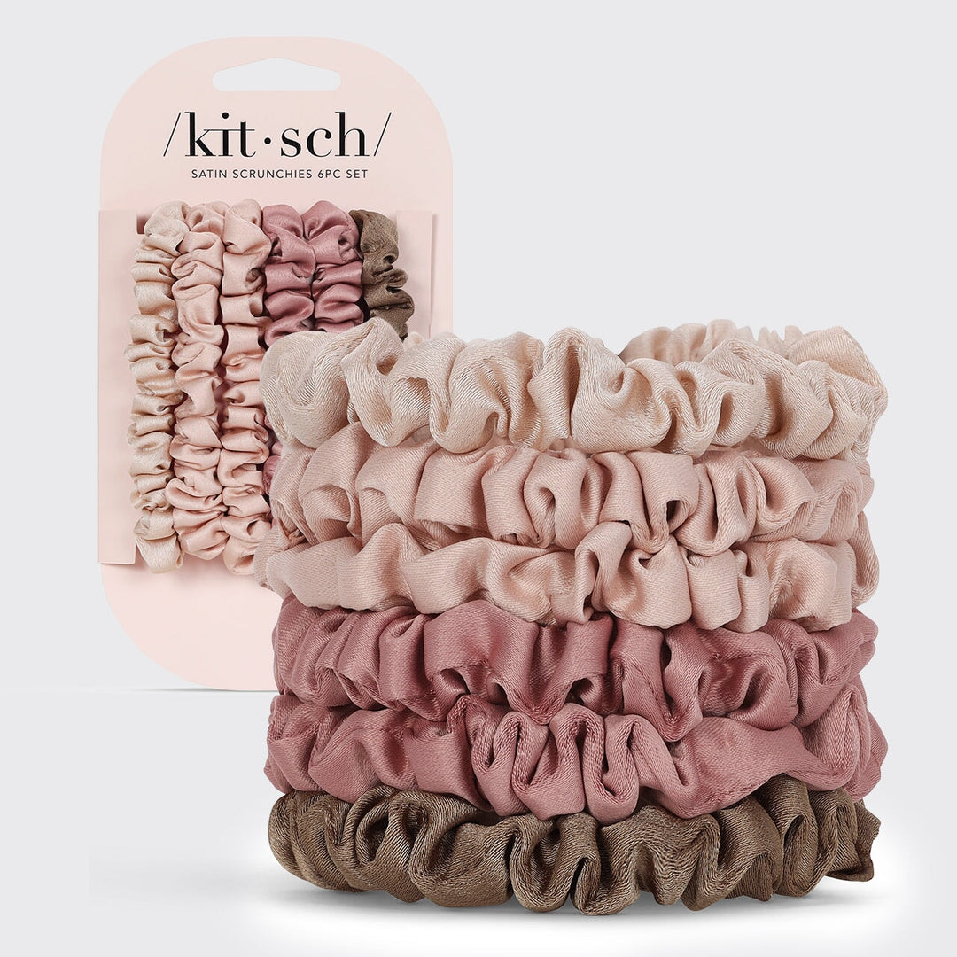 Ultra Petite Satin Scrunchies 6pc - Terracotta Scrunchies KITSCH 