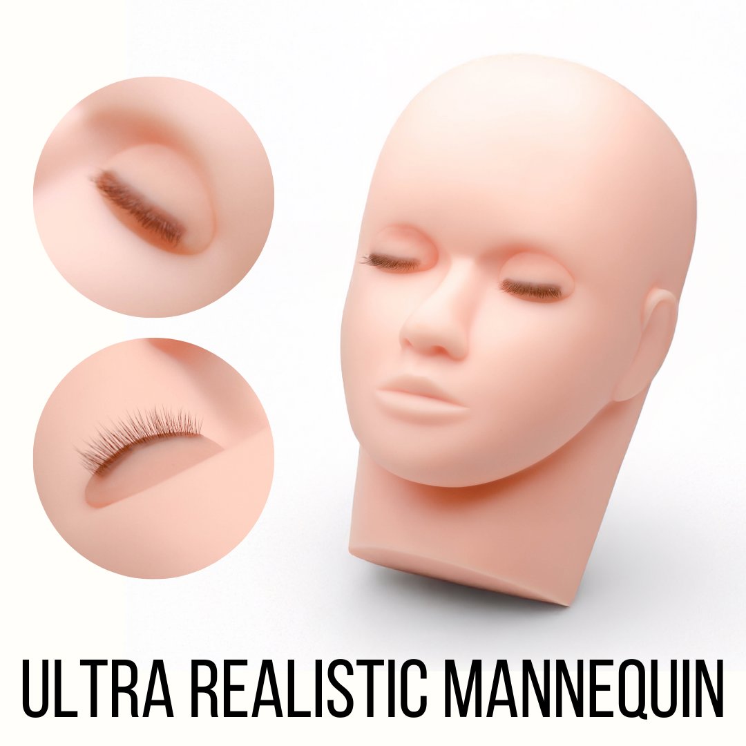 Ultra Realistic Lash Practice Eyelids Lash Extensions Practice Tray Mega Lash Academy Ultra Real Mannequin Head 