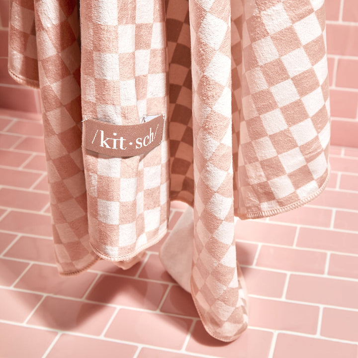 XL Quick-Dry Hair Towel Wrap - Checker Hair Towels KITSCH 